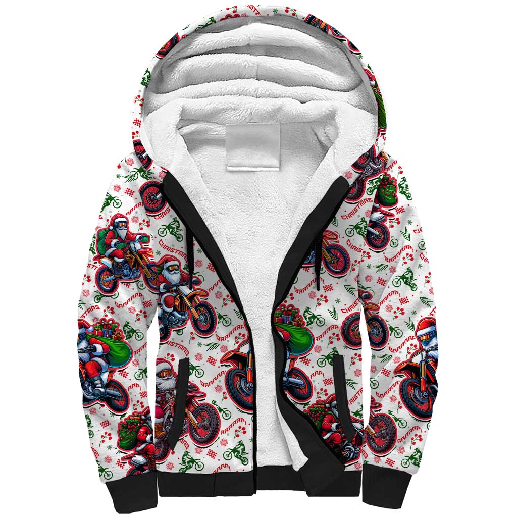 BRAAAP! Motorbike Santa Christmas Sherpa Hoodie - Wonder Print Shop