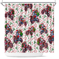 BRAAAP! Motorbike Santa Christmas Shower Curtain