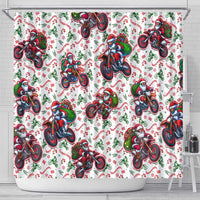 BRAAAP! Motorbike Santa Christmas Shower Curtain