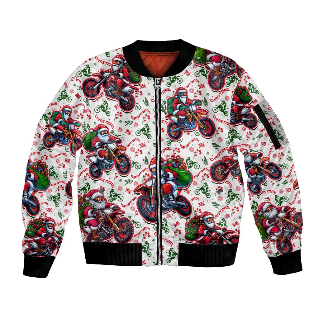 BRAAAP! Motorbike Santa Christmas Sleeve Zip Bomber Jacket - Wonder Print Shop