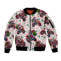 BRAAAP! Motorbike Santa Christmas Sleeve Zip Bomber Jacket - Wonder Print Shop