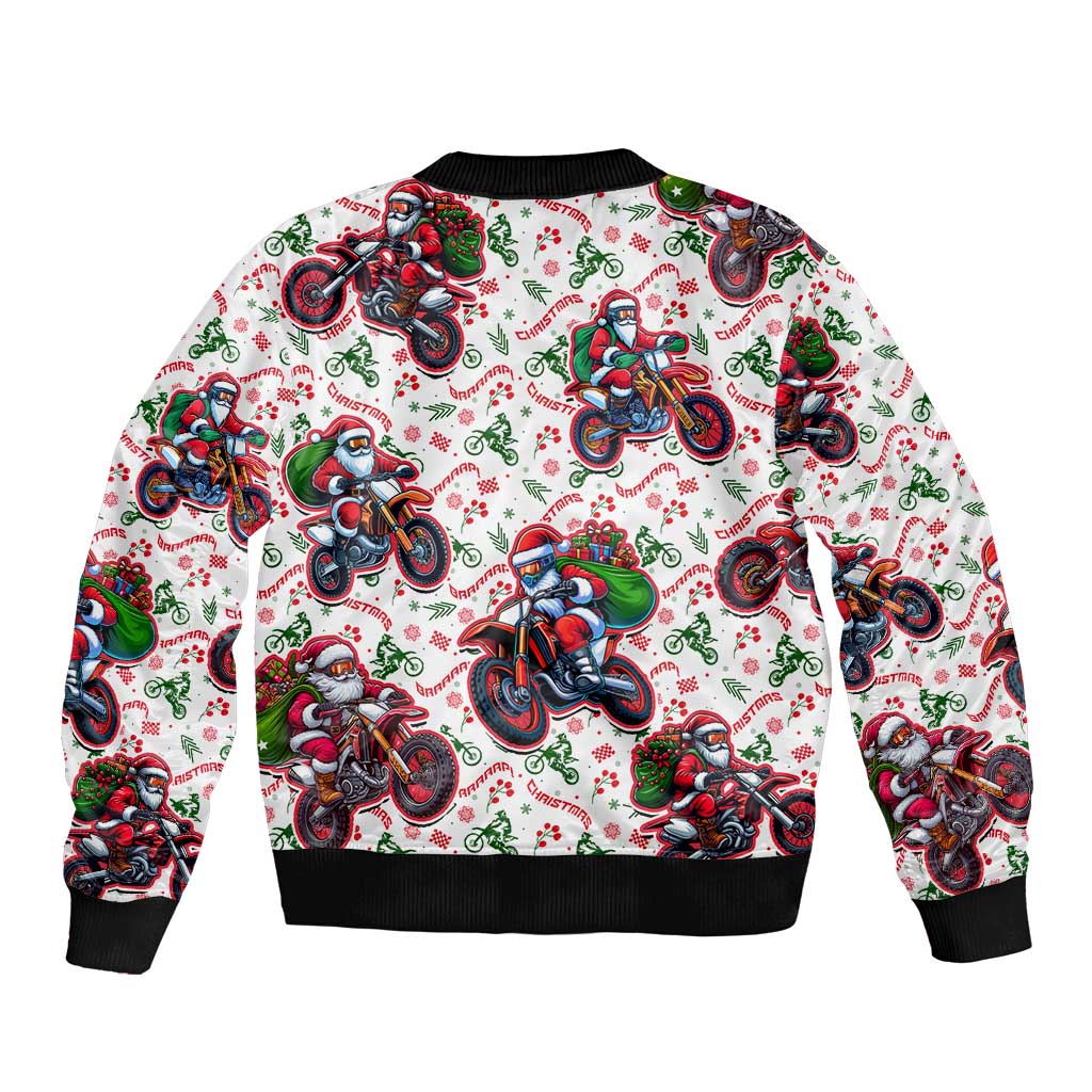 BRAAAP! Motorbike Santa Christmas Sleeve Zip Bomber Jacket - Wonder Print Shop