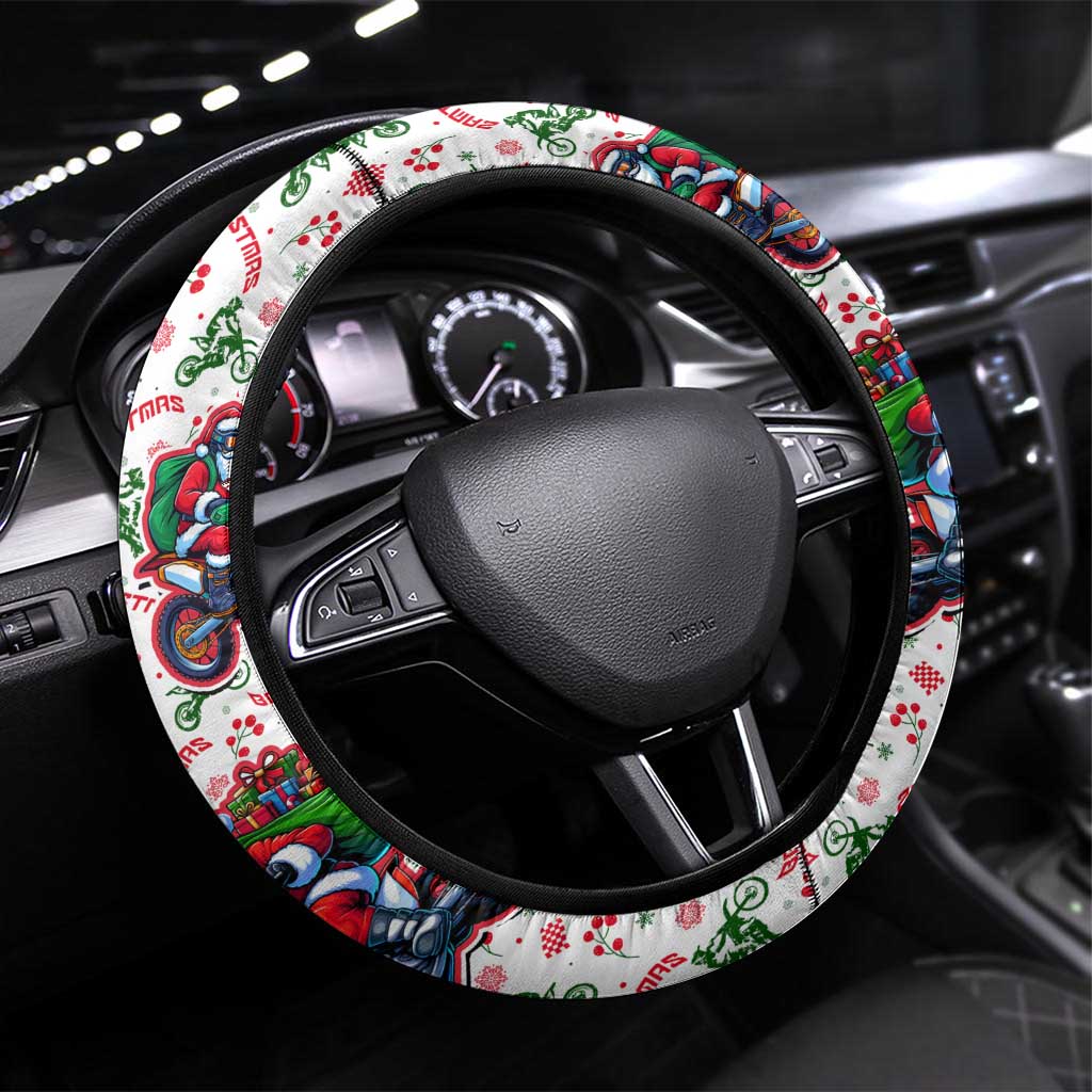 BRAAAP! Motorbike Santa Christmas Steering Wheel Cover - Wonder Print Shop