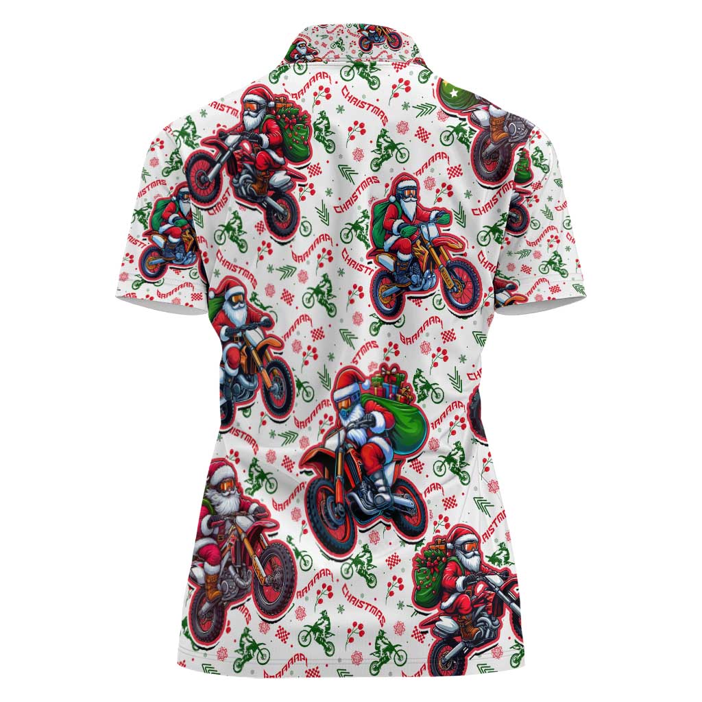 BRAAAP! Motorbike Santa Christmas Women Polo Shirt - Wonder Print Shop