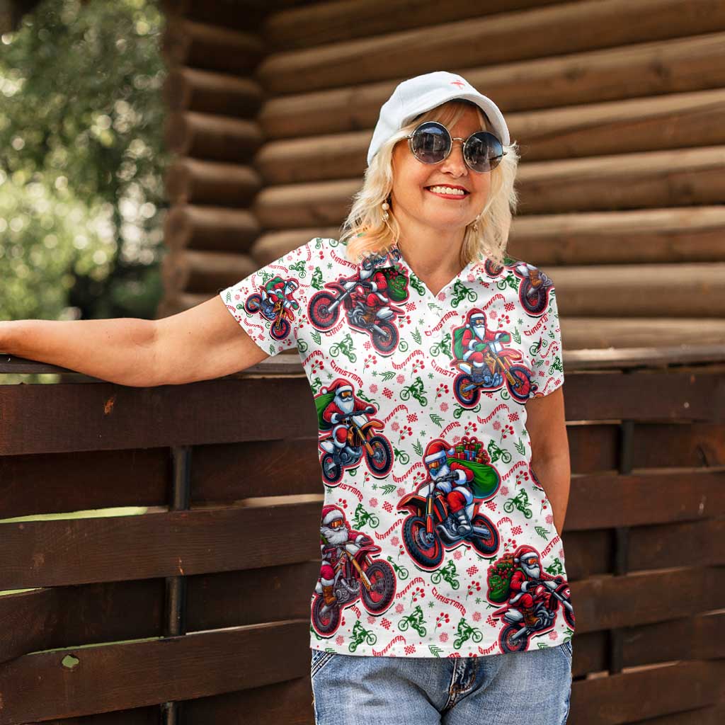 BRAAAP! Motorbike Santa Christmas Women Polo Shirt - Wonder Print Shop