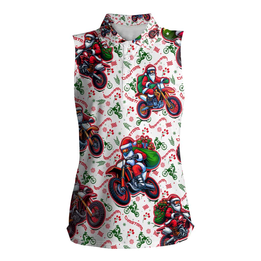 BRAAAP! Motorbike Santa Christmas Women Sleeveless Polo Shirt - Wonder Print Shop