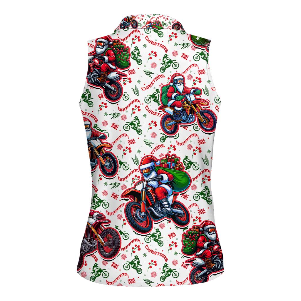BRAAAP! Motorbike Santa Christmas Women Sleeveless Polo Shirt - Wonder Print Shop