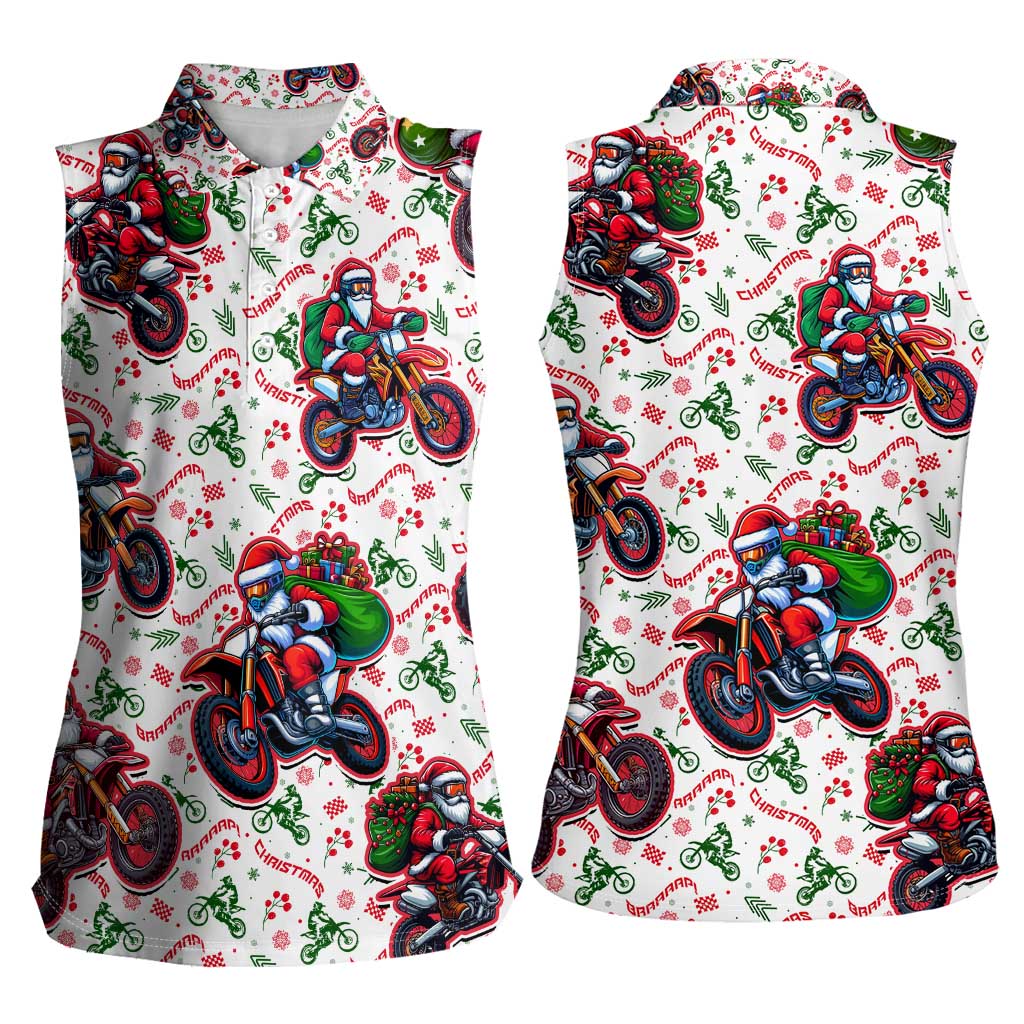 BRAAAP! Motorbike Santa Christmas Women Sleeveless Polo Shirt - Wonder Print Shop
