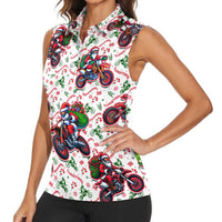 BRAAAP! Motorbike Santa Christmas Women Sleeveless Polo Shirt - Wonder Print Shop