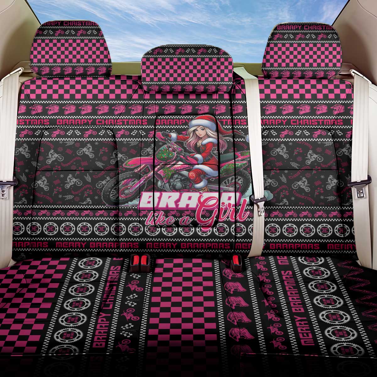 Braap Live A Girl Back Car Seat Cover Christmas Merry Braapmas - Wonder Print Shop