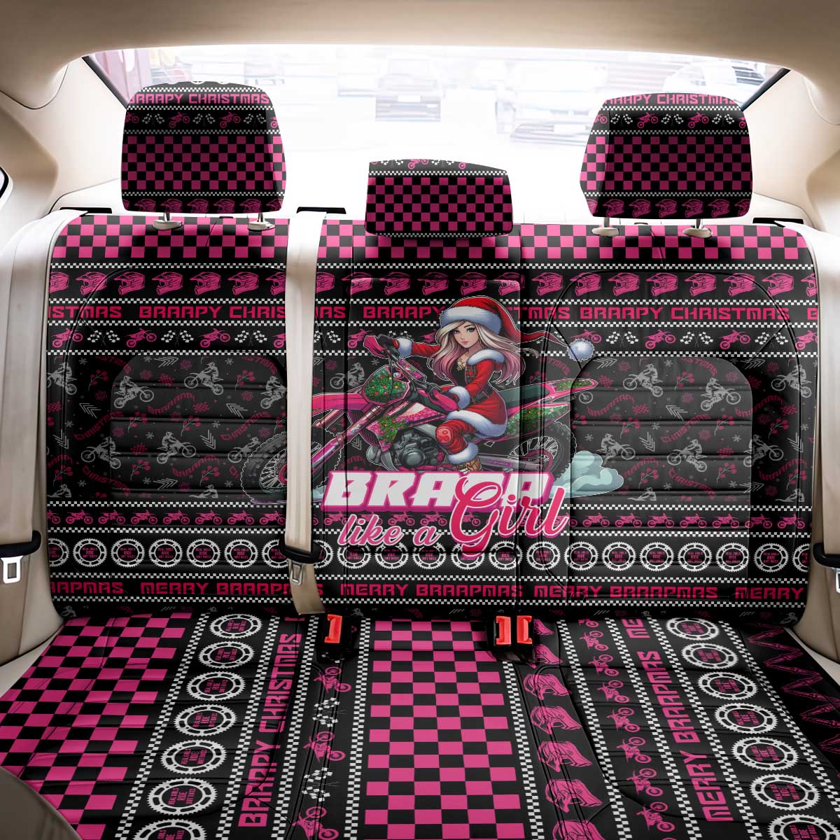 Braap Live A Girl Back Car Seat Cover Christmas Merry Braapmas - Wonder Print Shop