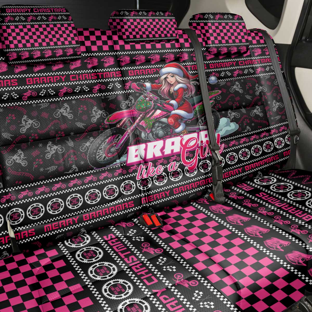 Braap Live A Girl Back Car Seat Cover Christmas Merry Braapmas - Wonder Print Shop