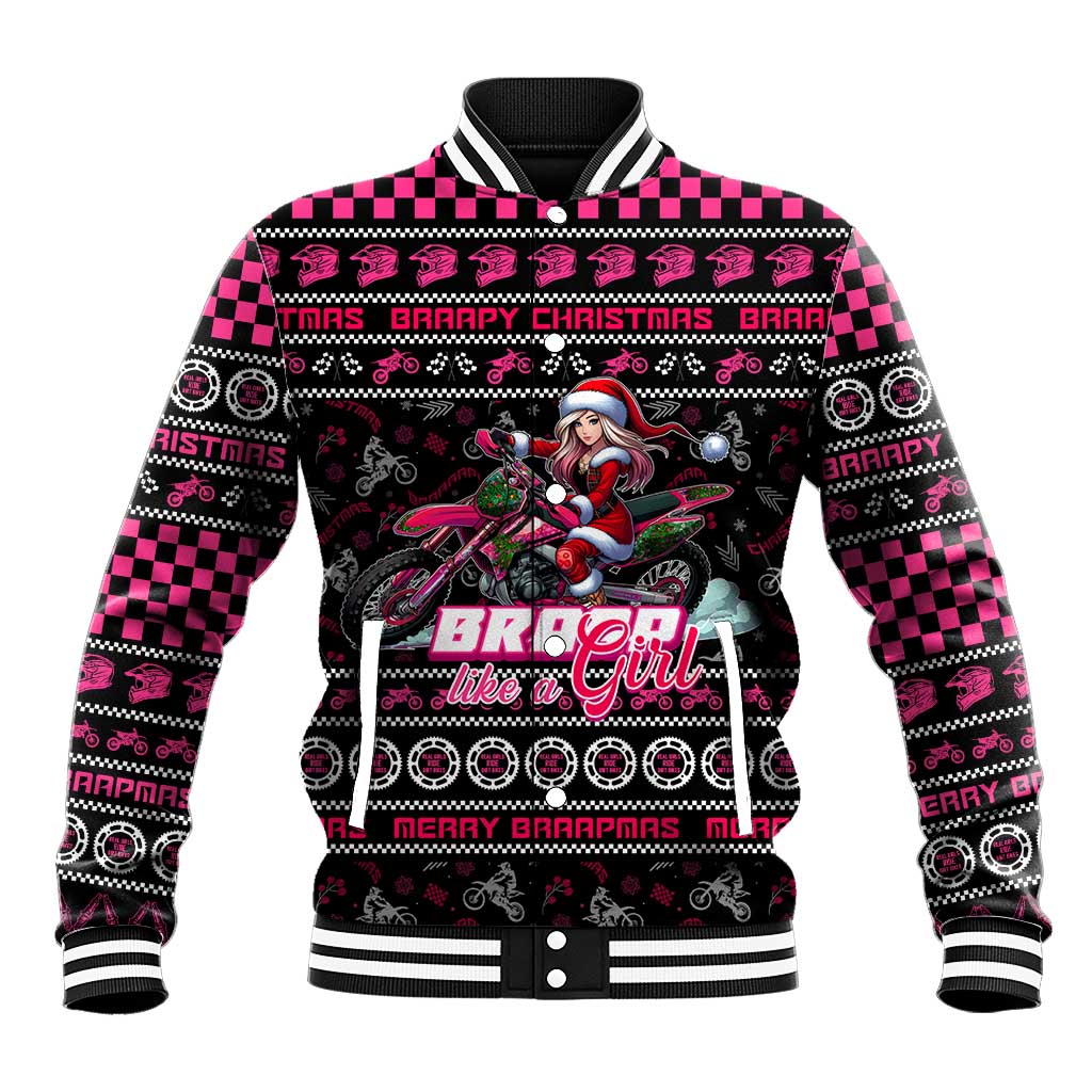 Braap Live A Girl Baseball Jacket Christmas Merry Braapmas - Wonder Print Shop