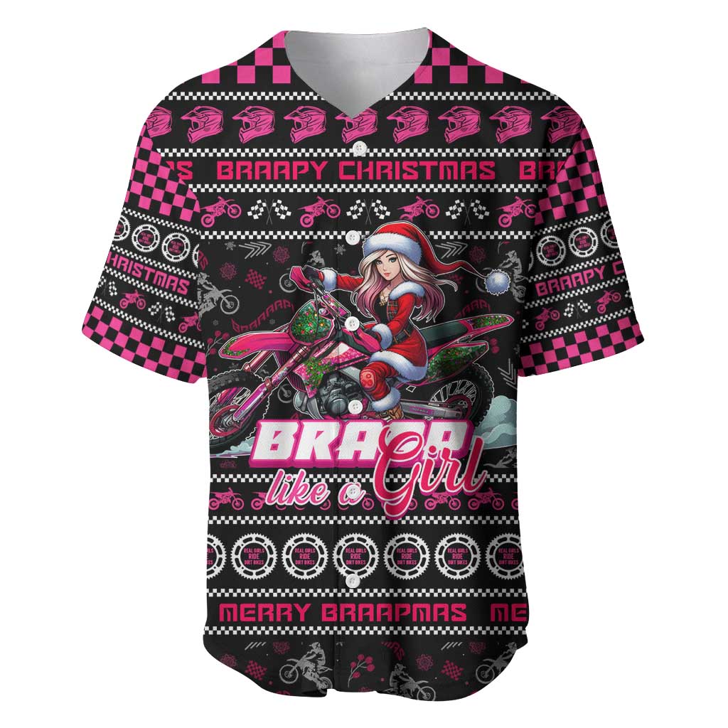 Braap Live A Girl Baseball Jersey Christmas Merry Braapmas - Wonder Print Shop