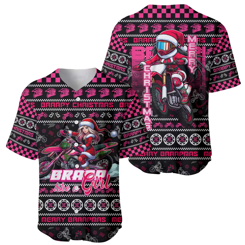 Braap Live A Girl Baseball Jersey Christmas Merry Braapmas - Wonder Print Shop
