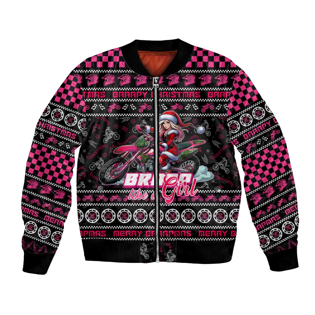 Braap Live A Girl Bomber Jacket Christmas Merry Braapmas - Wonder Print Shop
