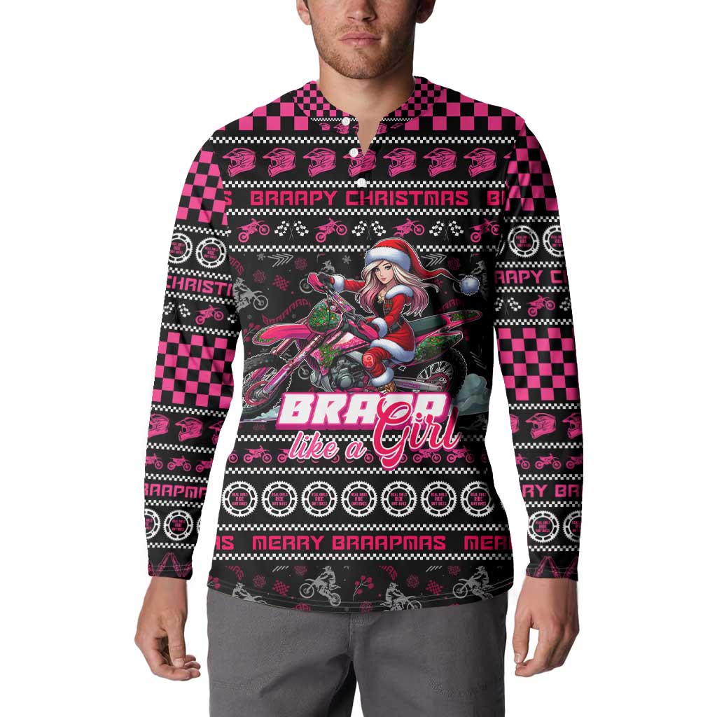 Braap Live A Girl Button Sweatshirt Christmas Merry Braapmas - Wonder Print Shop