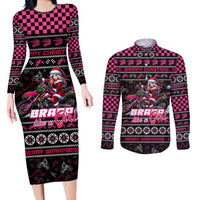 Braap Live A Girl Couples Matching Long Sleeve Bodycon Dress and Long Sleeve Button Shirt Christmas Merry Braapmas - Wonder Print Shop