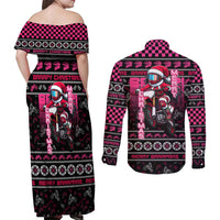 Braap Live A Girl Couples Matching Off Shoulder Maxi Dress and Long Sleeve Button Shirt Christmas Merry Braapmas - Wonder Print Shop