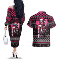 Braap Live A Girl Couples Matching Off The Shoulder Long Sleeve Dress and Hawaiian Shirt Christmas Merry Braapmas - Wonder Print Shop