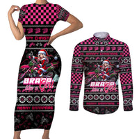 Braap Live A Girl Couples Matching Short Sleeve Bodycon Dress and Long Sleeve Button Shirt Christmas Merry Braapmas - Wonder Print Shop