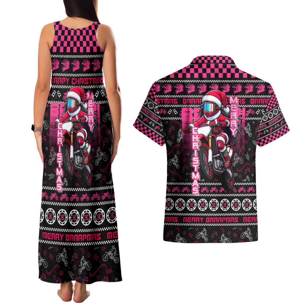 Braap Live A Girl Couples Matching Tank Maxi Dress and Hawaiian Shirt Christmas Merry Braapmas - Wonder Print Shop