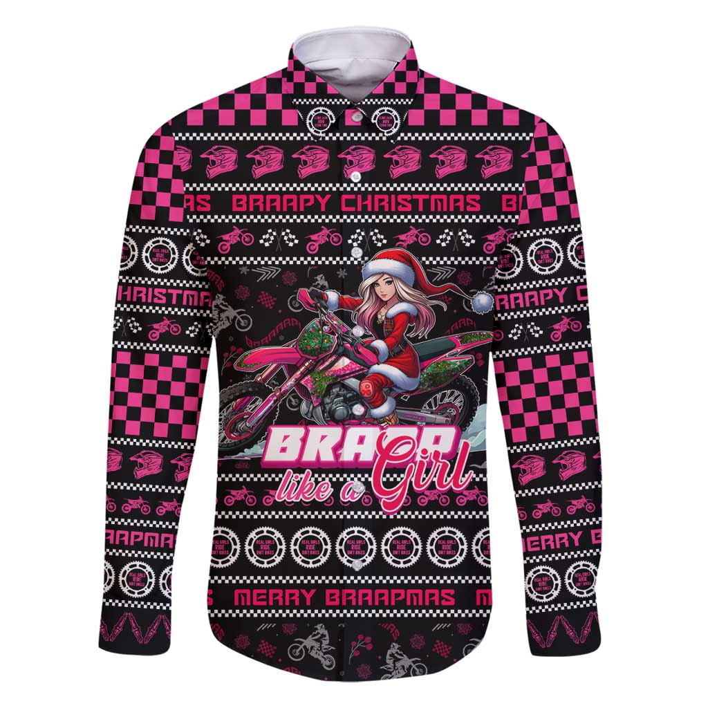 Braap Live A Girl Family Matching Long Sleeve Bodycon Dress and Hawaiian Shirt Christmas Merry Braapmas - Wonder Print Shop