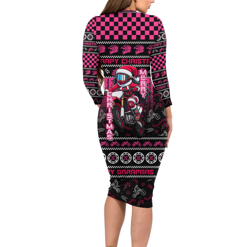 Braap Live A Girl Family Matching Long Sleeve Bodycon Dress and Hawaiian Shirt Christmas Merry Braapmas - Wonder Print Shop