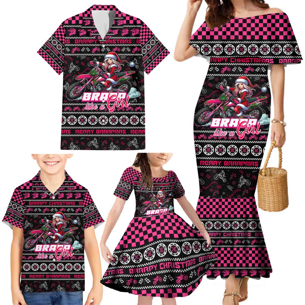 Braap Live A Girl Family Matching Mermaid Dress and Hawaiian Shirt Christmas Merry Braapmas - Wonder Print Shop