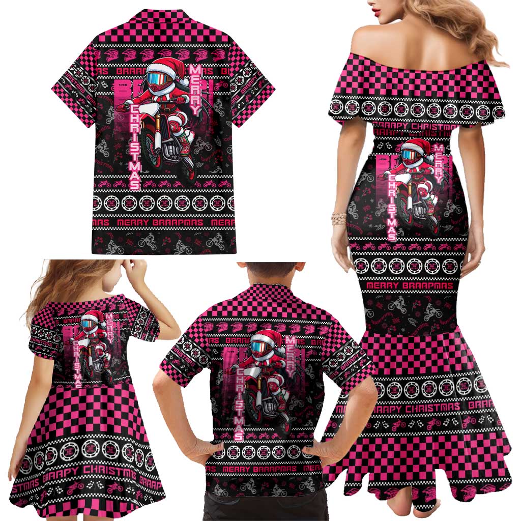 Braap Live A Girl Family Matching Mermaid Dress and Hawaiian Shirt Christmas Merry Braapmas - Wonder Print Shop