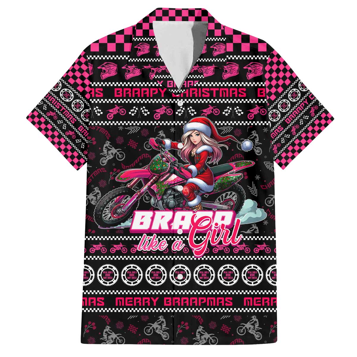 Braap Live A Girl Family Matching Off The Shoulder Long Sleeve Dress and Hawaiian Shirt Christmas Merry Braapmas - Wonder Print Shop