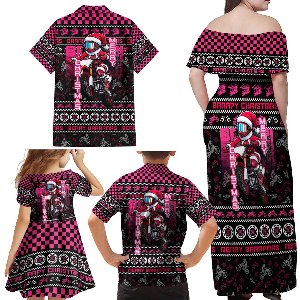 Braap Live A Girl Family Matching Off Shoulder Maxi Dress and Hawaiian Shirt Christmas Merry Braapmas - Wonder Print Shop