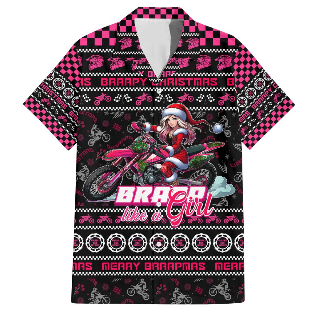Braap Live A Girl Family Matching Off Shoulder Short Dress and Hawaiian Shirt Christmas Merry Braapmas - Wonder Print Shop
