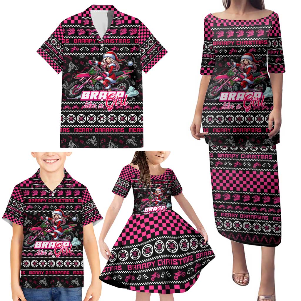 Braap Live A Girl Family Matching Puletasi and Hawaiian Shirt Christmas Merry Braapmas - Wonder Print Shop