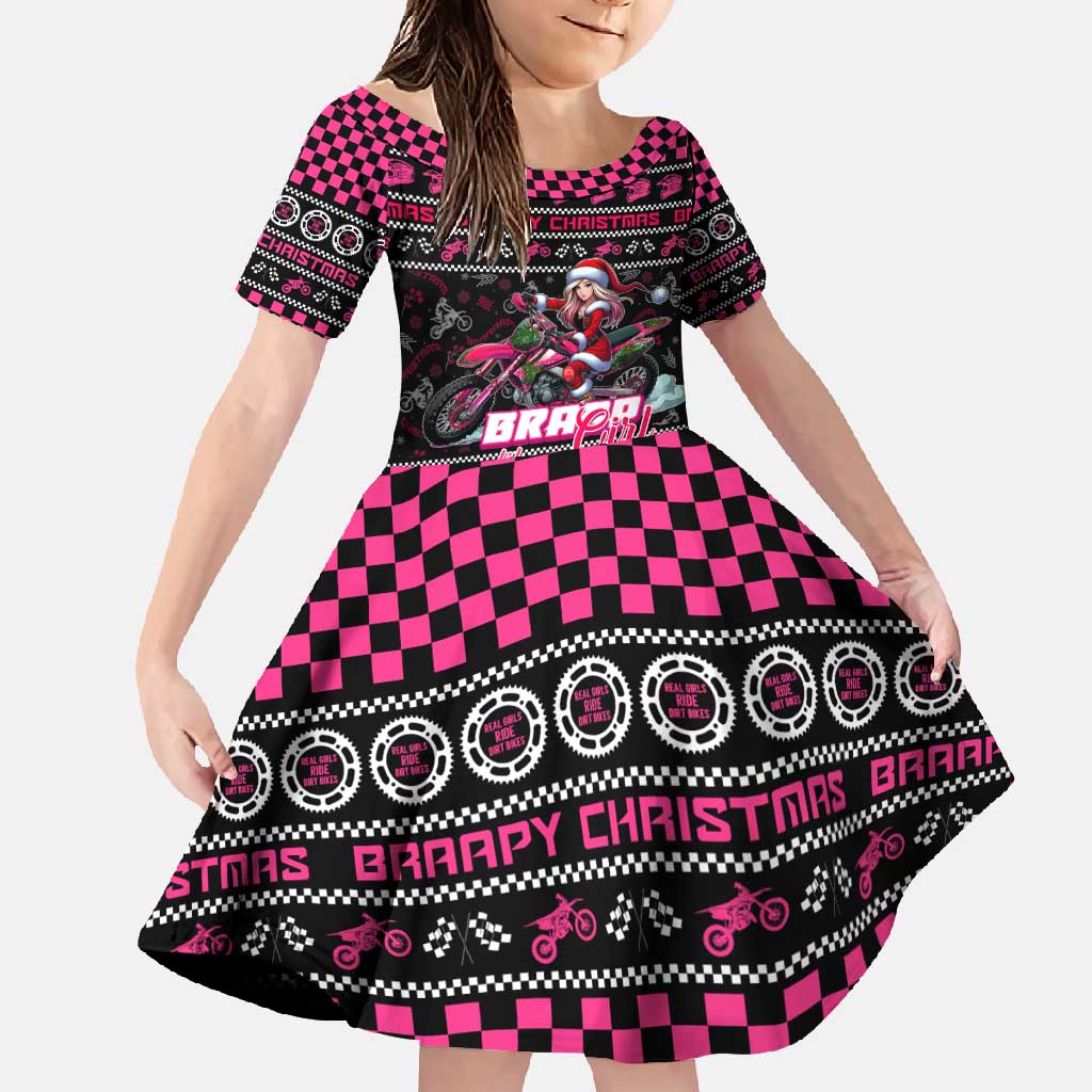 Braap Live A Girl Family Matching Short Sleeve Bodycon Dress and Hawaiian Shirt Christmas Merry Braapmas - Wonder Print Shop