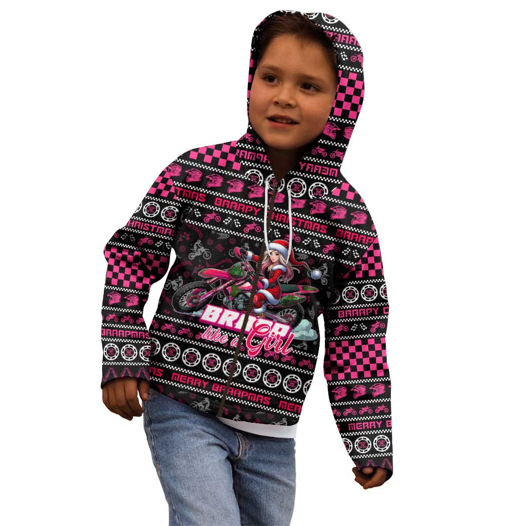 Braap Live A Girl Kid Hoodie Christmas Merry Braapmas - Wonder Print Shop