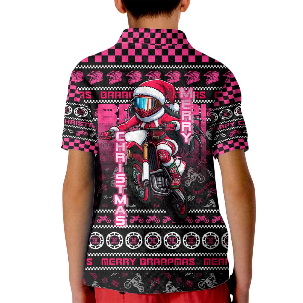 Braap Live A Girl Kid Polo Shirt Christmas Merry Braapmas - Wonder Print Shop