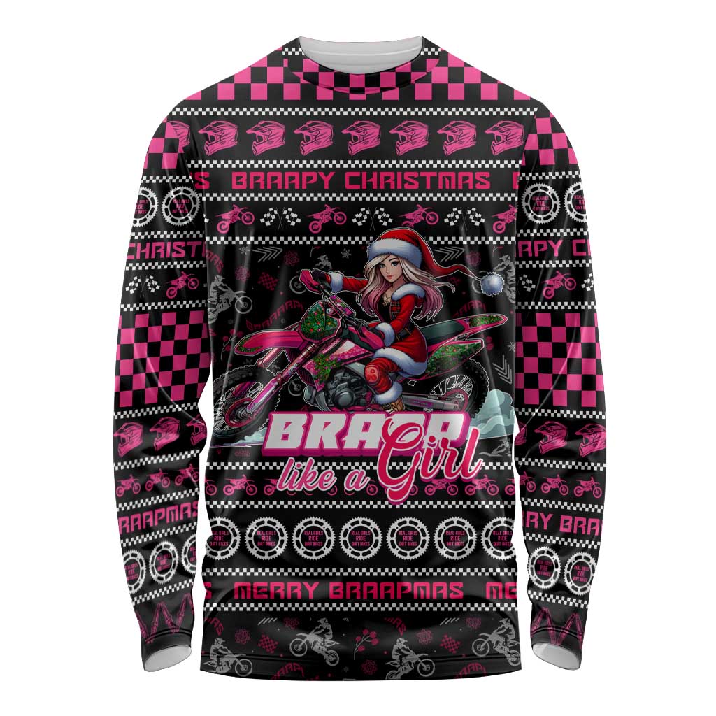 Braap Live A Girl Long Sleeve Shirt Christmas Merry Braapmas - Wonder Print Shop