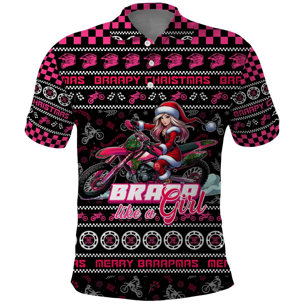 Braap Live A Girl Polo Shirt Christmas Merry Braapmas - Wonder Print Shop