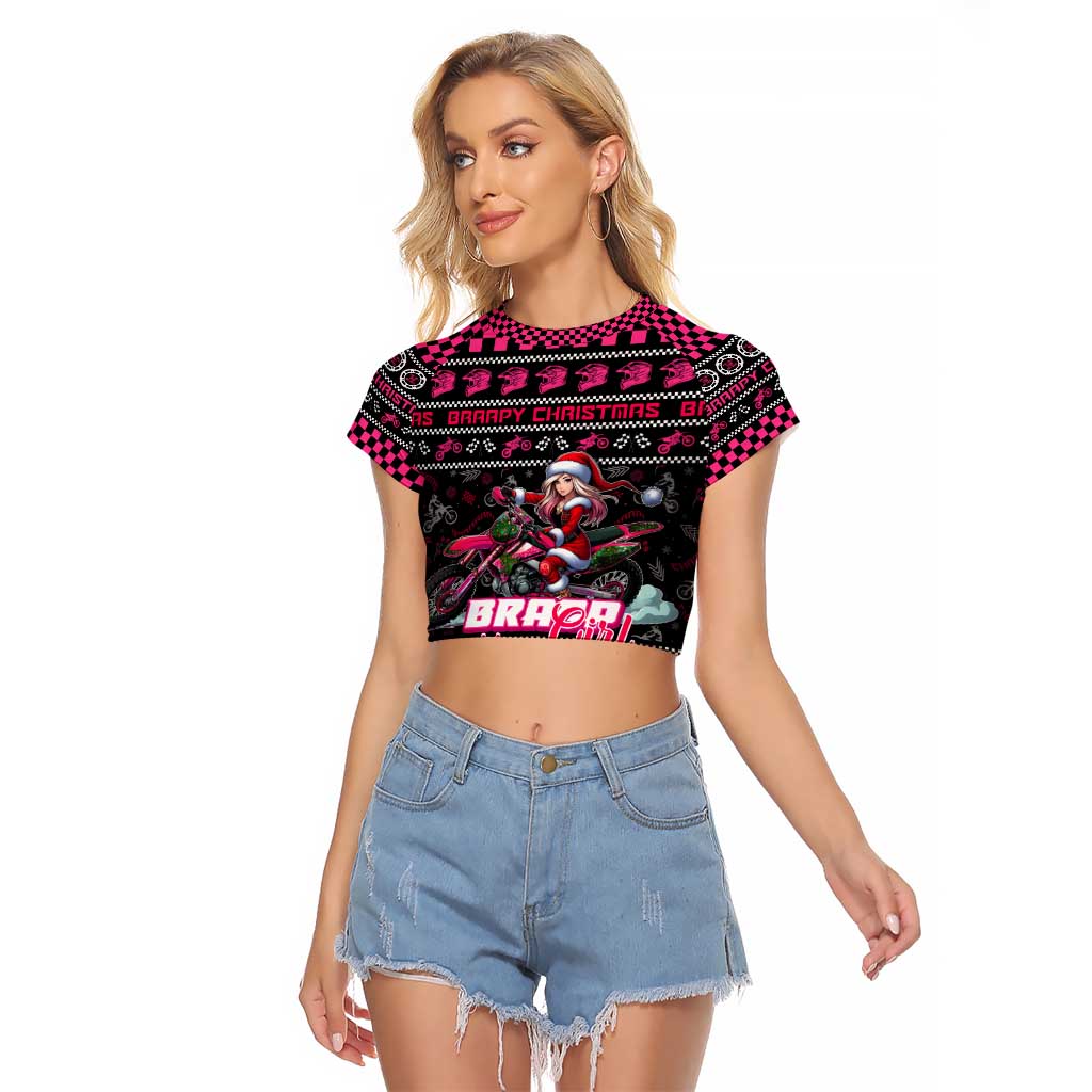 Braap Live A Girl Raglan Cropped T Shirt Christmas Merry Braapmas - Wonder Print Shop