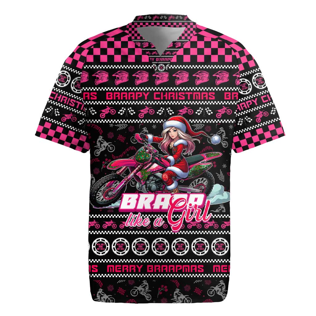 Braap Live A Girl Rugby Jersey Christmas Merry Braapmas - Wonder Print Shop