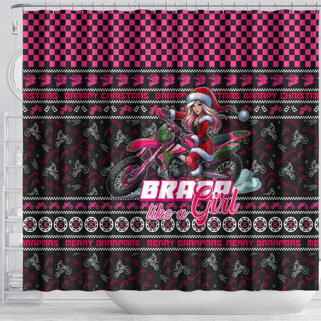 Braap Live A Girl Shower Curtain Christmas Merry Braapmas