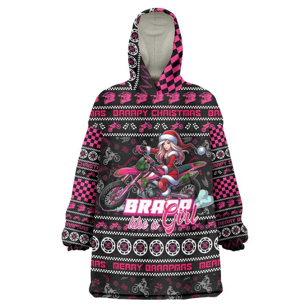 Braap Live A Girl Wearable Blanket Hoodie Christmas Merry Braapmas - Wonder Print Shop