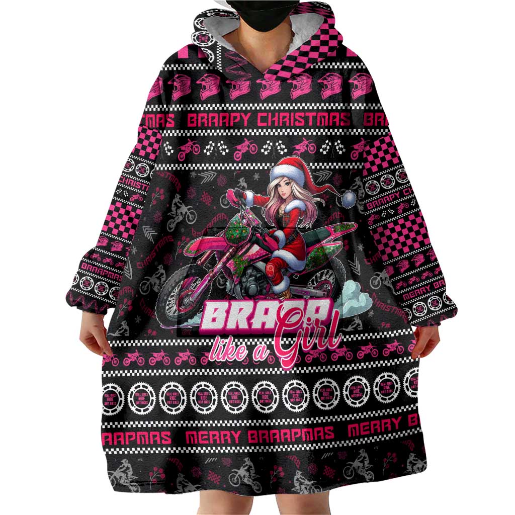 Braap Live A Girl Wearable Blanket Hoodie Christmas Merry Braapmas - Wonder Print Shop