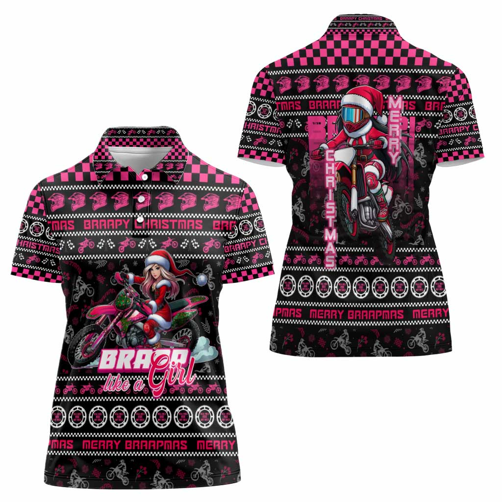 Braap Live A Girl Women Polo Shirt Christmas Merry Braapmas - Wonder Print Shop
