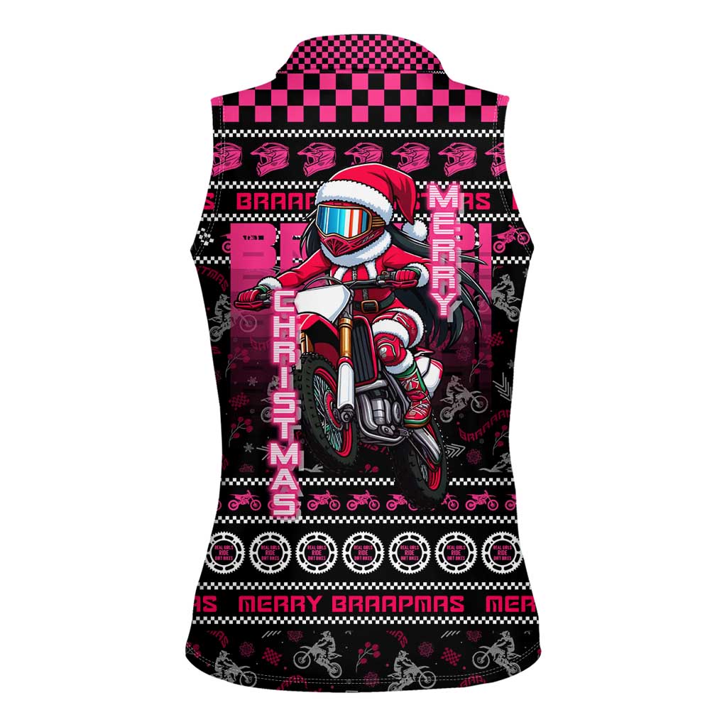 Braap Live A Girl Women Sleeveless Polo Shirt Christmas Merry Braapmas - Wonder Print Shop
