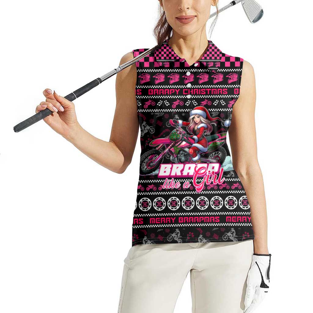 Braap Live A Girl Women Sleeveless Polo Shirt Christmas Merry Braapmas - Wonder Print Shop