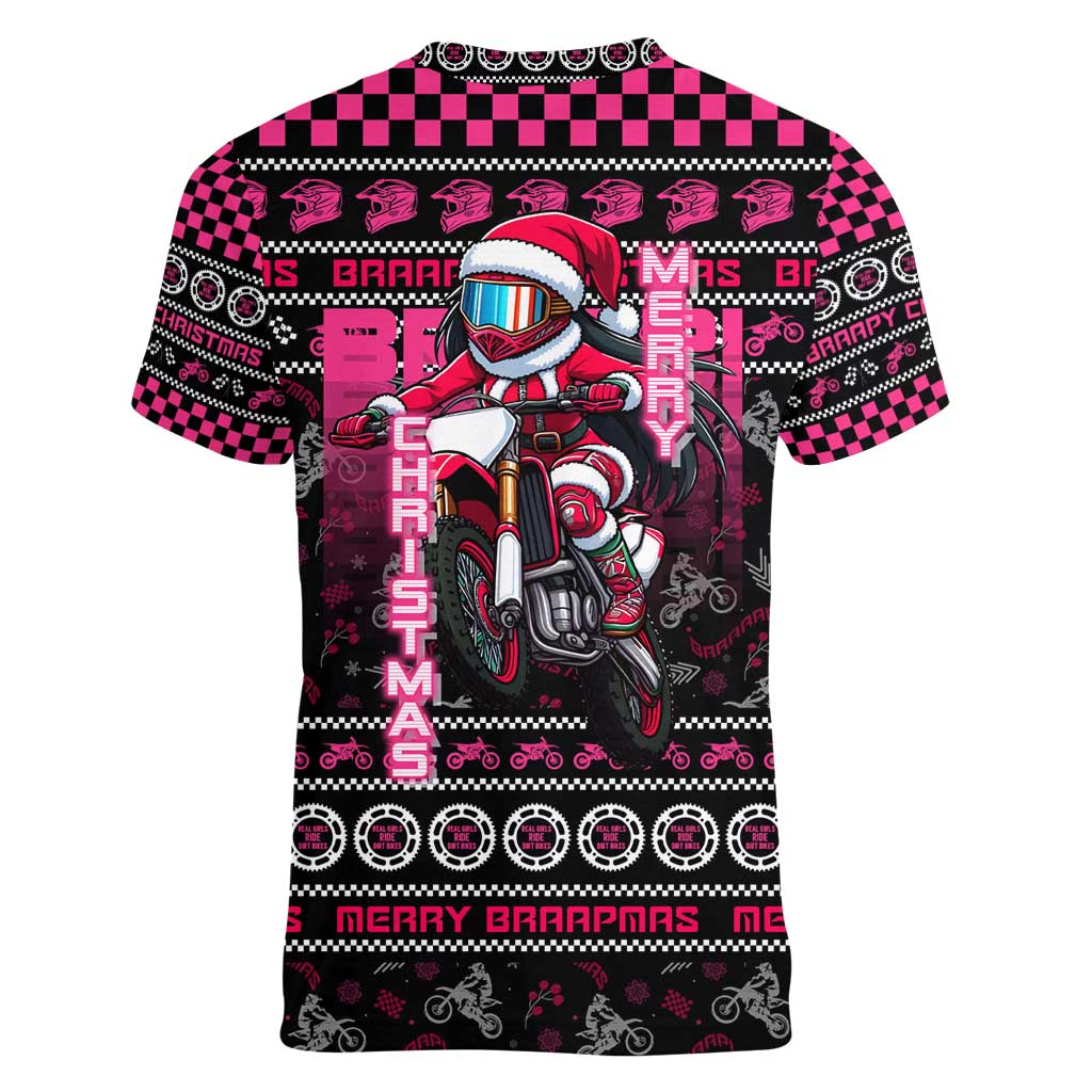 Braap Live A Girl Women V-Neck T-Shirt Christmas Merry Braapmas - Wonder Print Shop