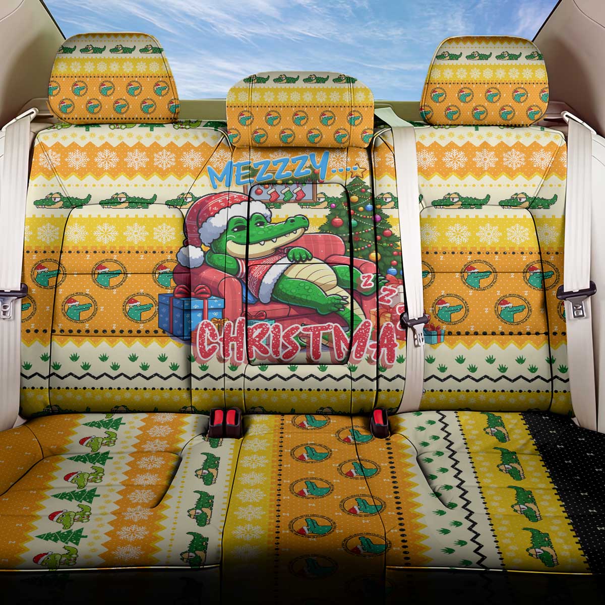 Crocodile Mezzy Christmas Back Car Seat Cover Funny Style - Wonder Print Shop