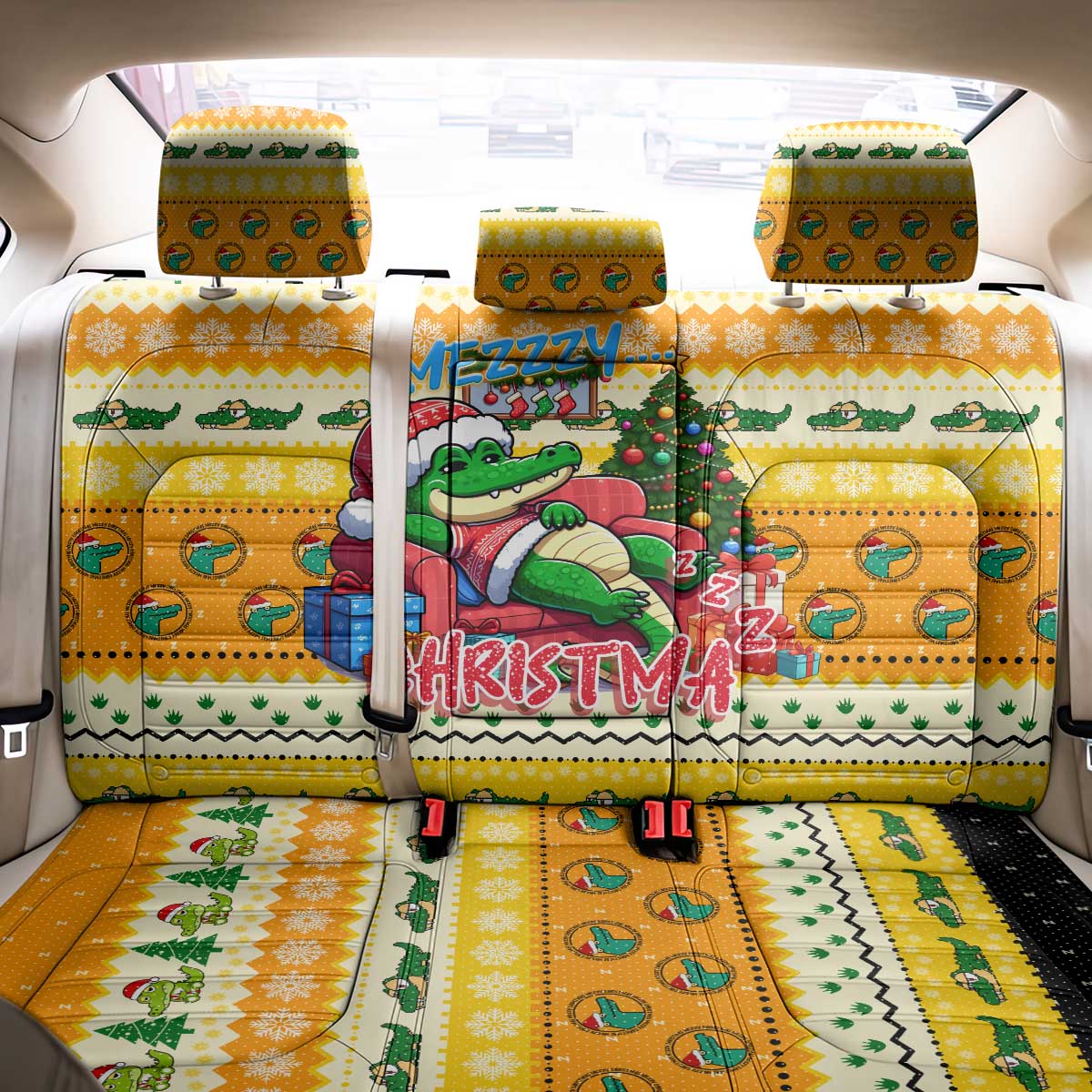 Crocodile Mezzy Christmas Back Car Seat Cover Funny Style - Wonder Print Shop